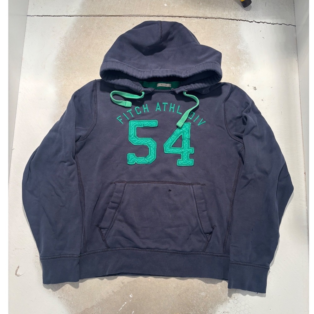 Abercrombie & Fitch Mens Navy Blue Muscle Fit Hoodie Fitch Athl Div 54 XXL